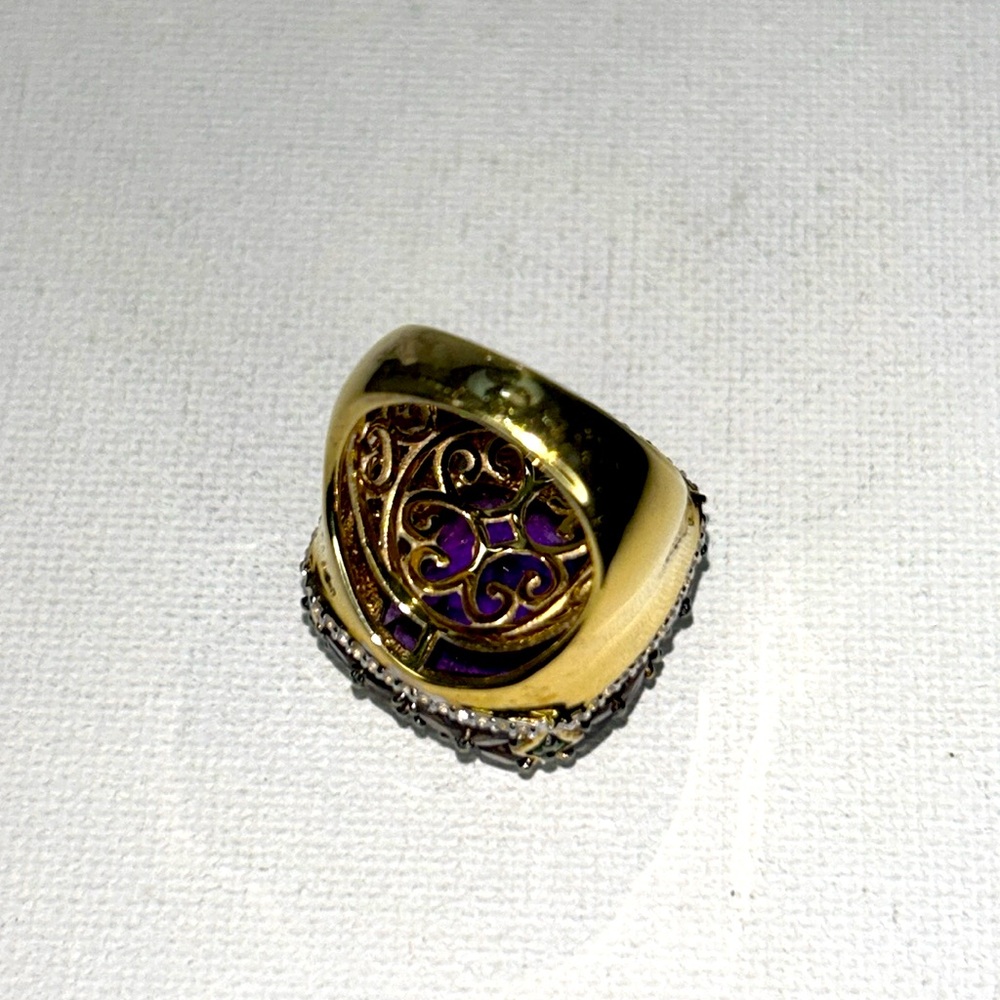Chuck Clemency Genuine Amethyst Garnet 14K/925 Sterling Silver Statement Ring - Picture 10 of 12